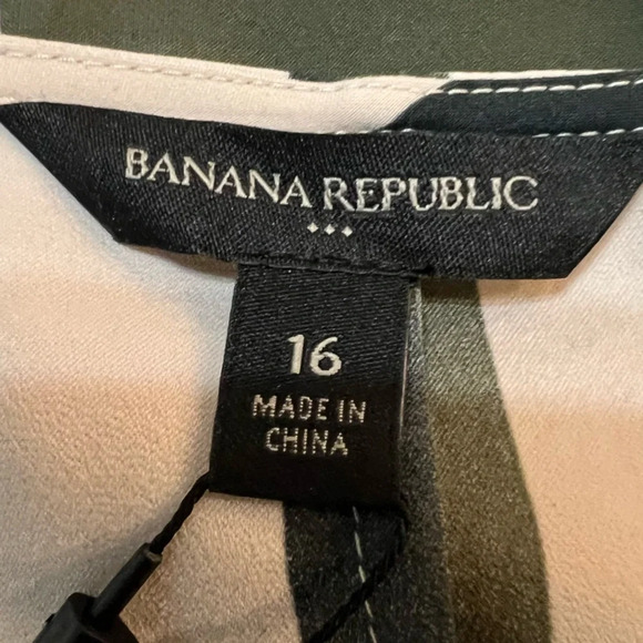 Banana Republic Factory Olive Green Black Cream Twist Front Dress. Size 16. NWT. - Picture 3 of 15